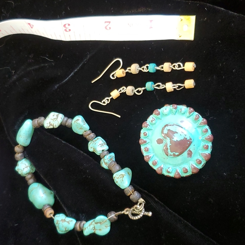 turquoise earrings ring and bracelet set